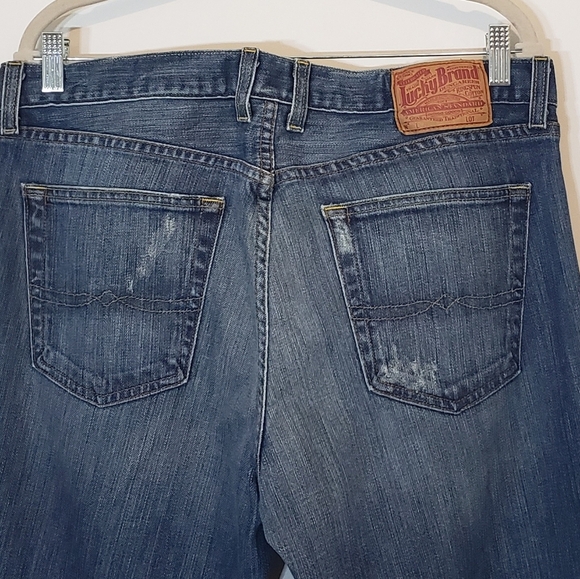 Lucky Brand Jeans Mens 36X34 Slim Bootleg Stretch Button Fly Lightly Distressed - Picture 11 of 16